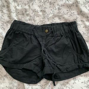 Black linen shorts